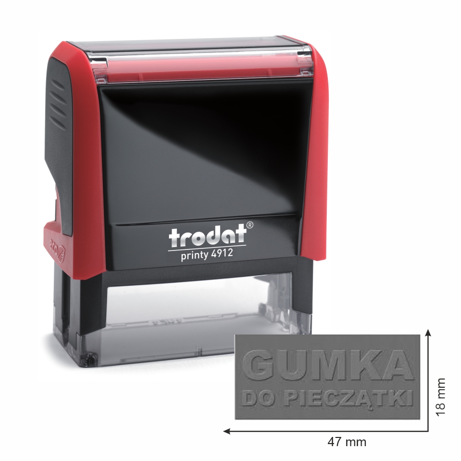 Trodat pieczątka 4912 obudowa czerwona 47 x 18 mm + wkładka tuszująca + gumka | eazbiuro.pl | Zyskaj więcej!