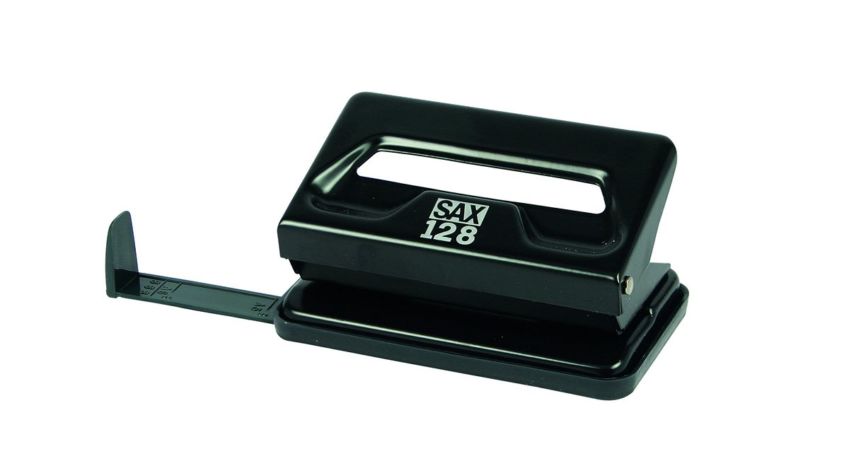 Dziurkacz Sax128s, dziurkuje do 12 kartek, czarny | eazbiuro.pl | Zamów taniej!