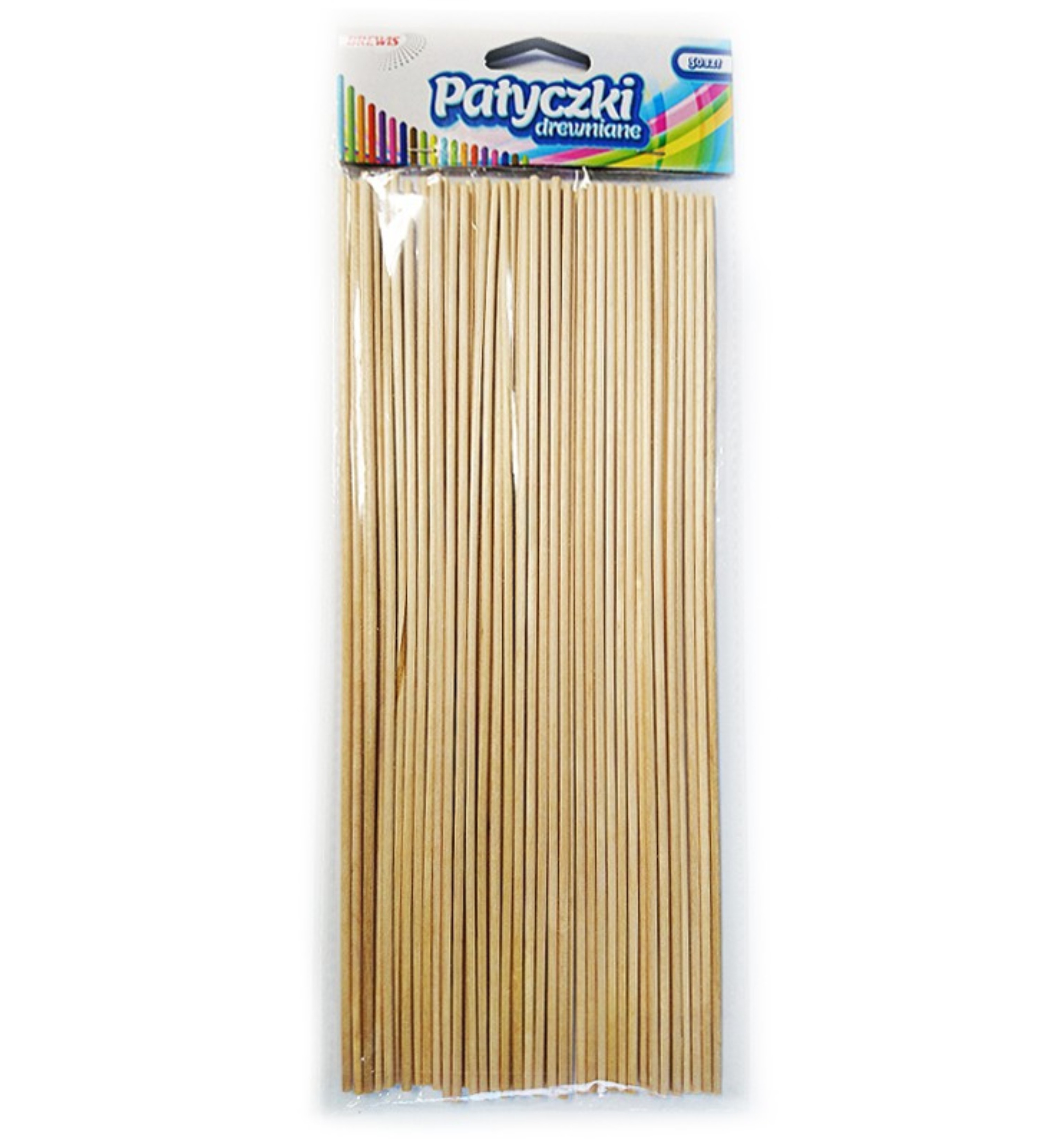 Patyczki drewniane okrągłe 25 cm naturalne zestaw 50 sztuk | eazbiuro.pl | Kup bez wahania!