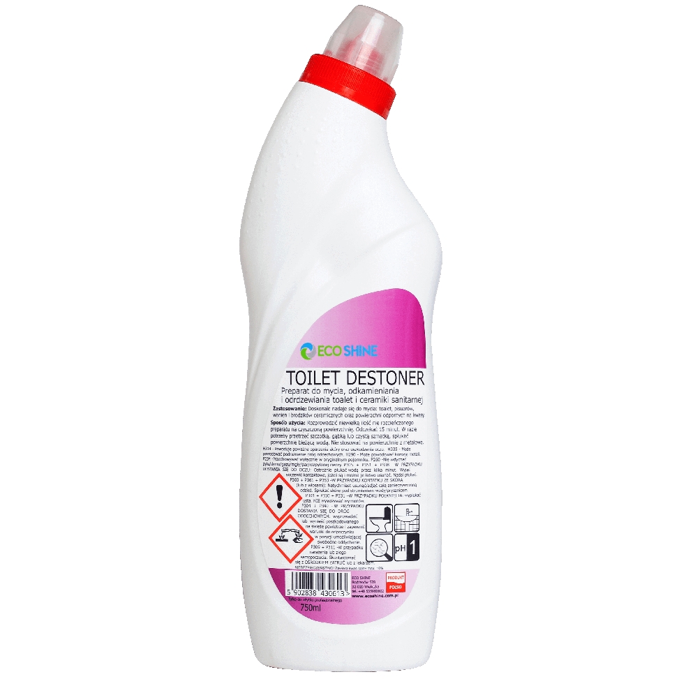 Eco Shine toilet destoner 750ml żel myjąco-odkamieniający do okresowego czyszczenia toalet