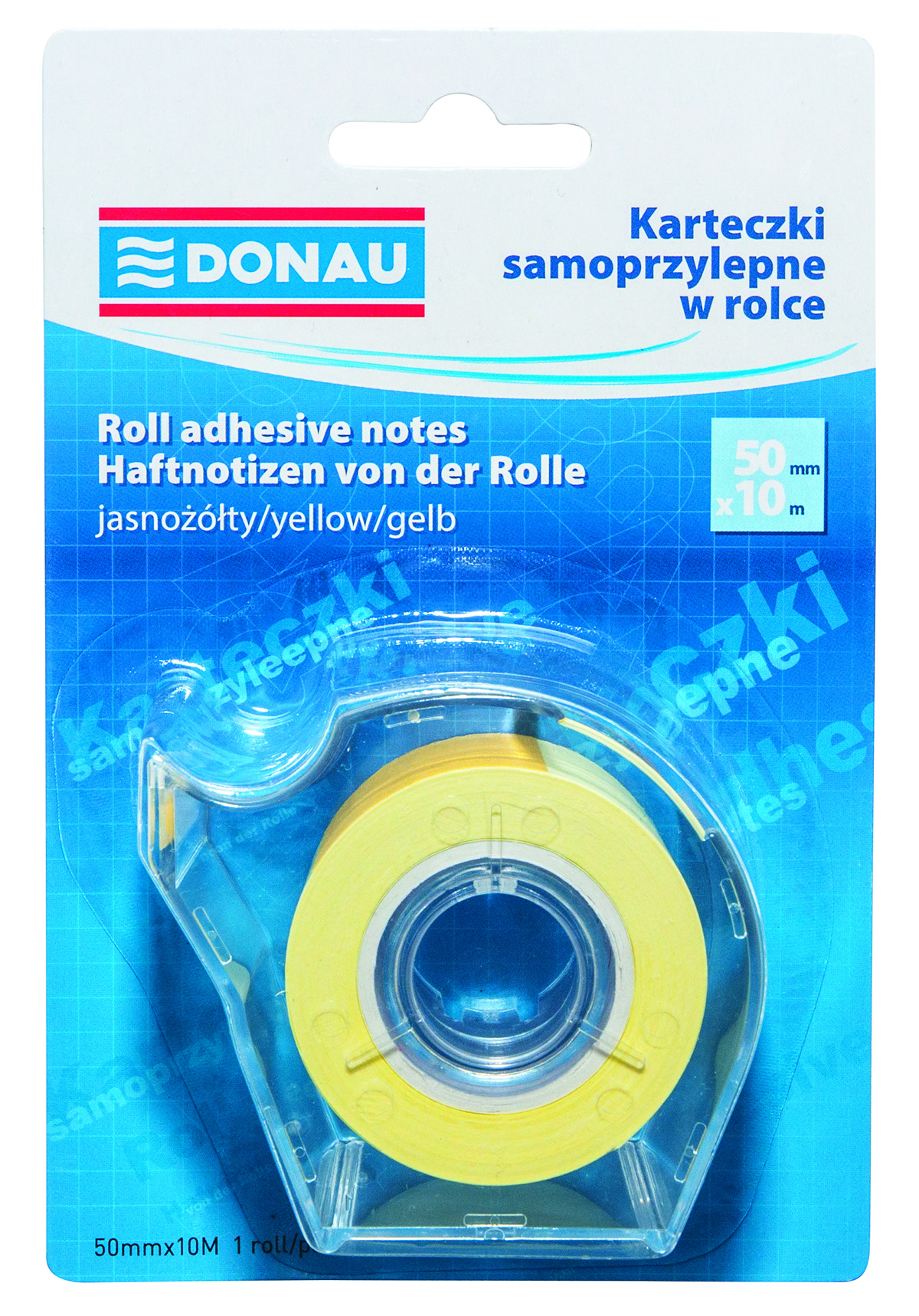 Karteczki samoprzylepne Donau w rolce z podajnikiem 50mm x 10m