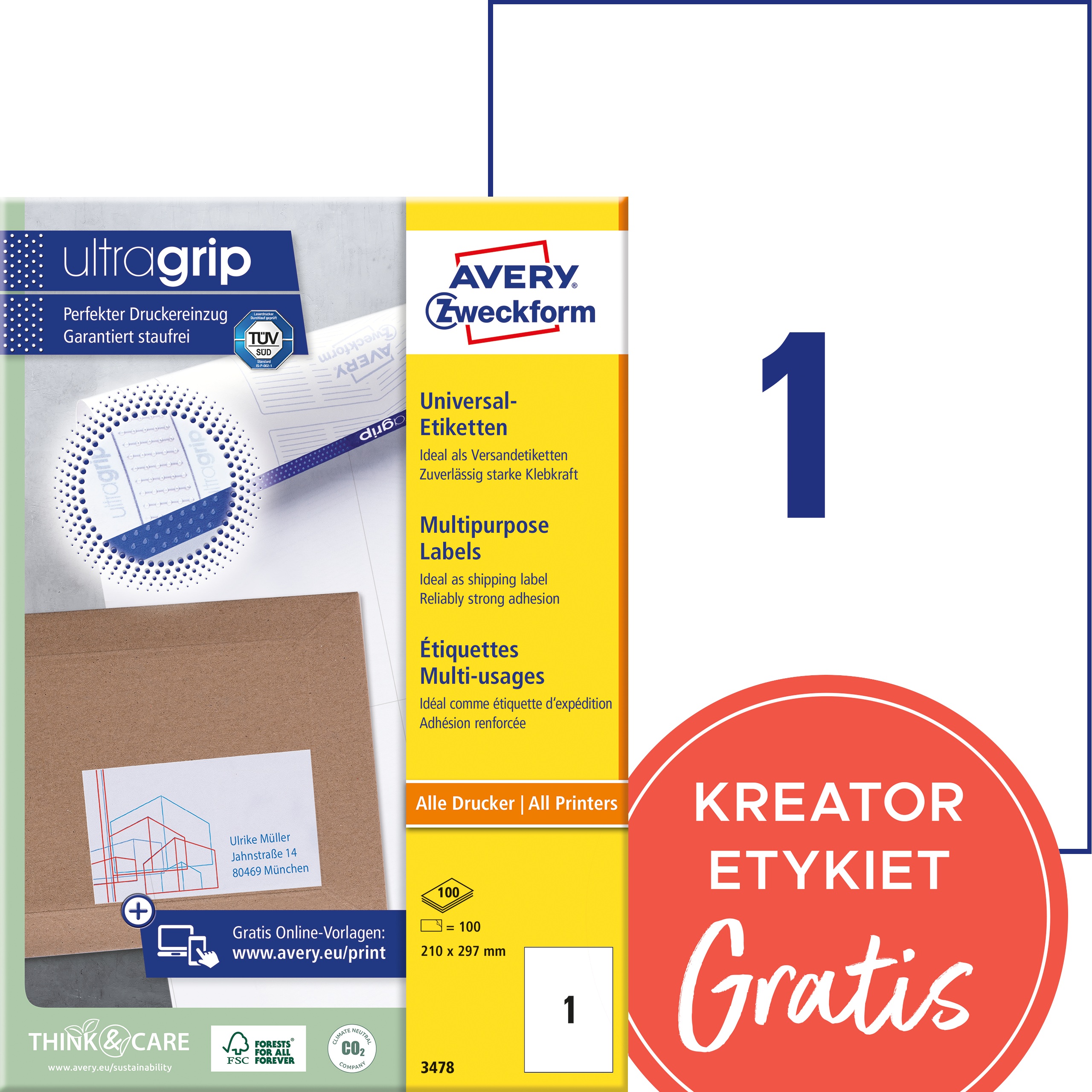 Etykiety Avery Zweckform 210x297 mm trwałe, 100 arkuszy Etykiety Avery Zweckform 210x297 mm trwałe, 100 arkuszy