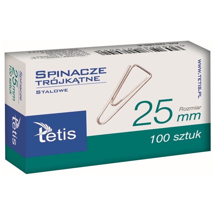 Spinacze biurowe trójkątne Tetis 25 mm zestaw 100 sztuk. | eazbiuro.pl | Zyskaj więcej!