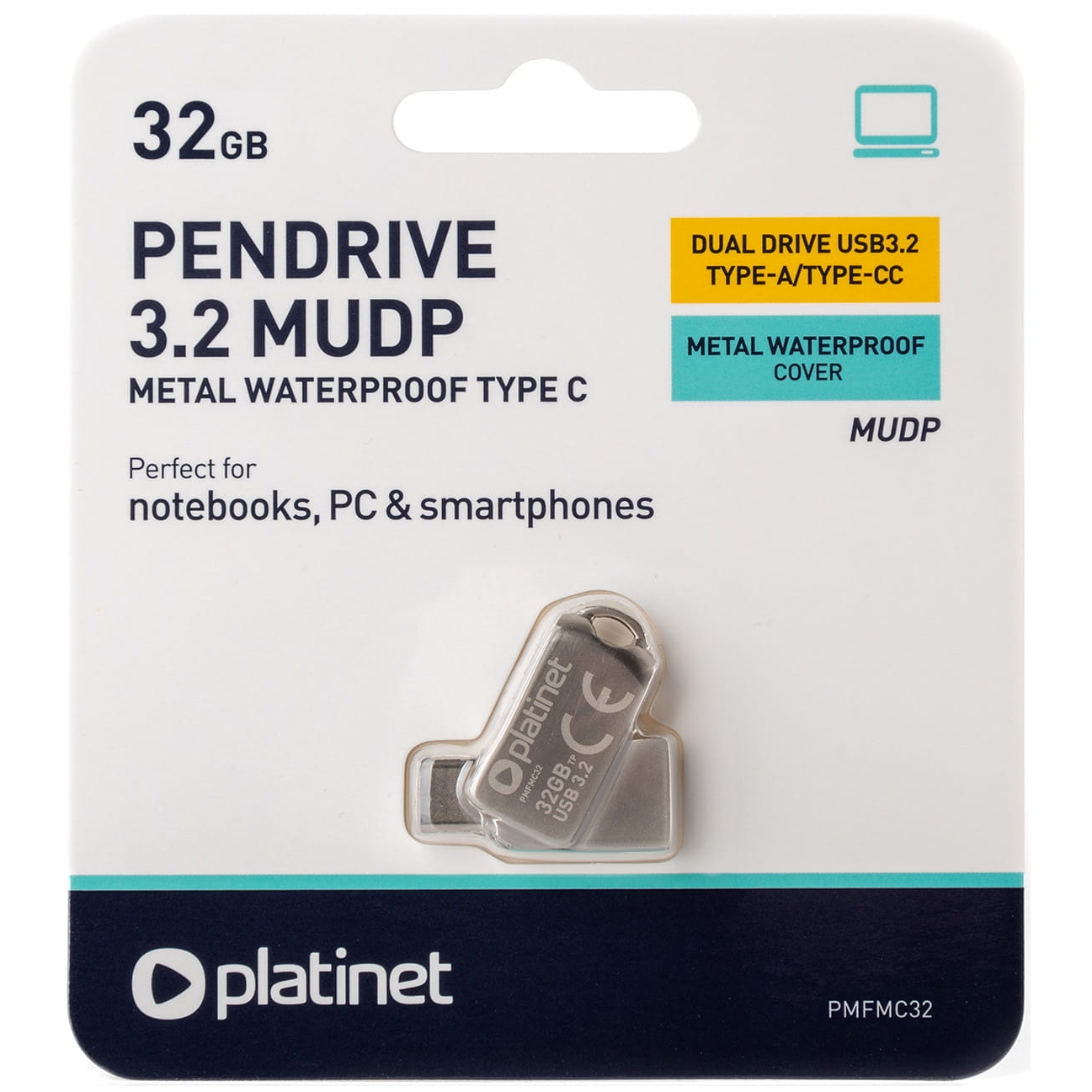 Pendrive 32gb usb 3.2 + usb-c platinet