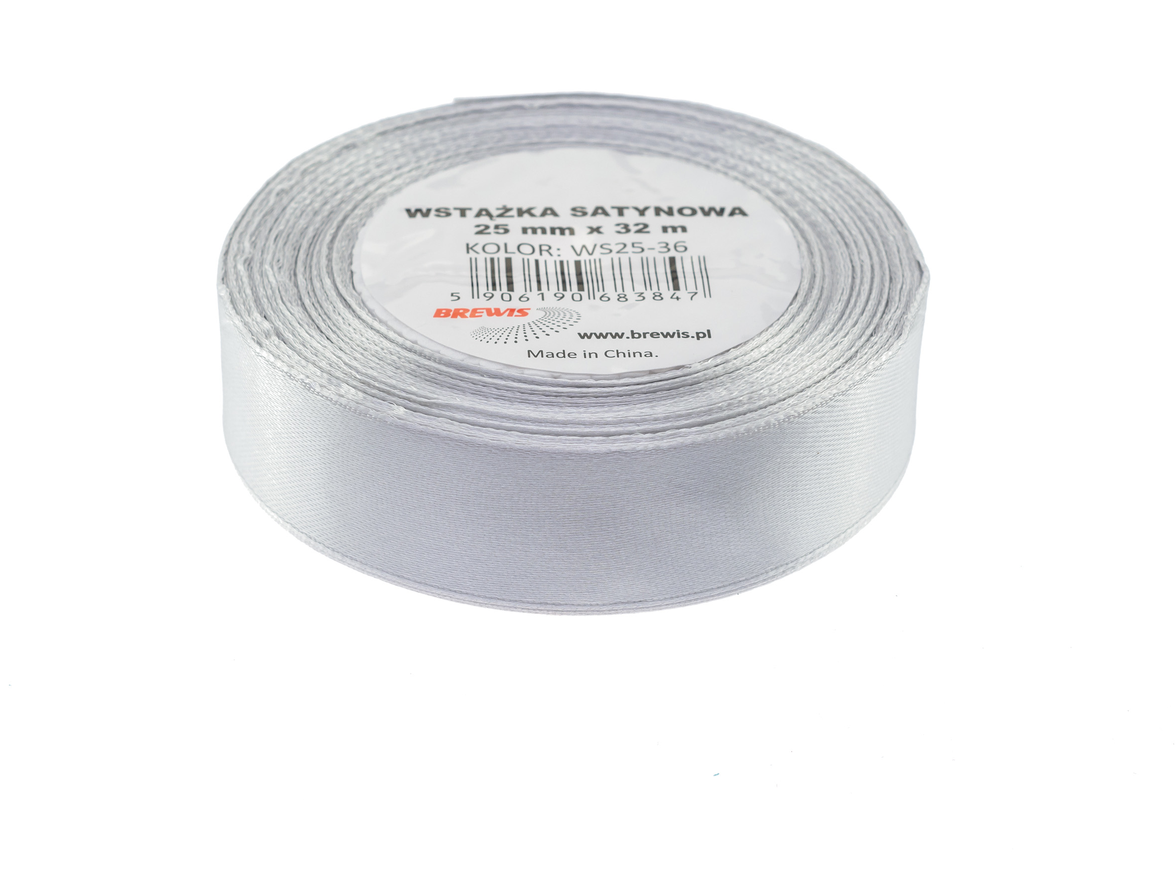 Wstążka Brewis satynowa 25 mm 32 m srebrny | eazbiuro.pl | Kup od razu!