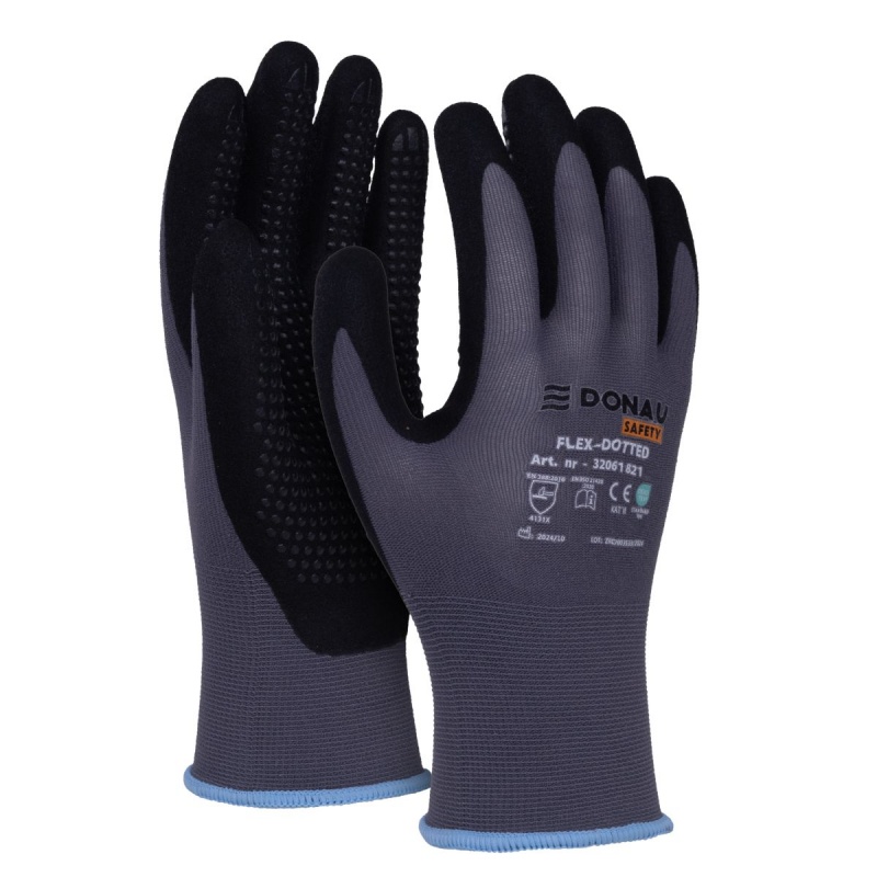Rękawice Donau Safety Flex Dotted rozmiar 9 szare Rękawice Donau Safety Flex Dotted rozmiar 9 szare