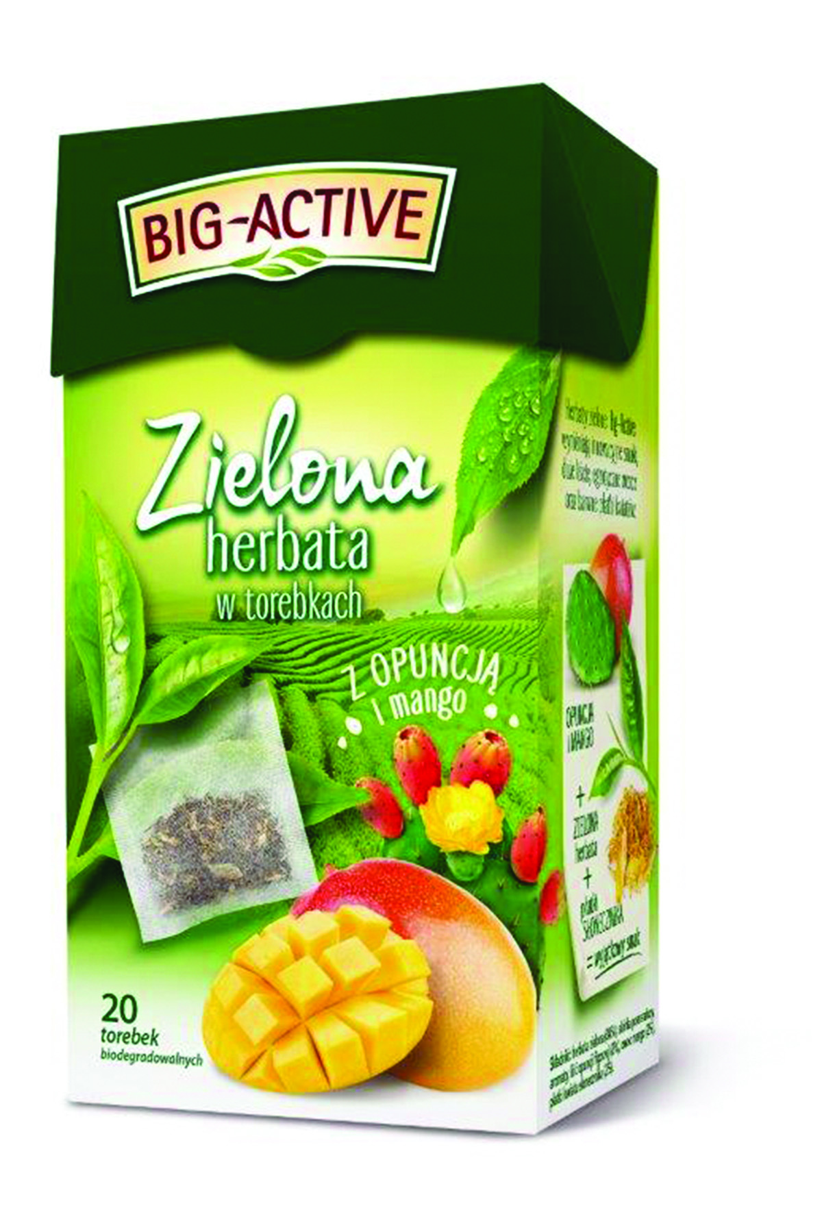 Herbata Big Active zielona z opuncją i mango 20 torebek