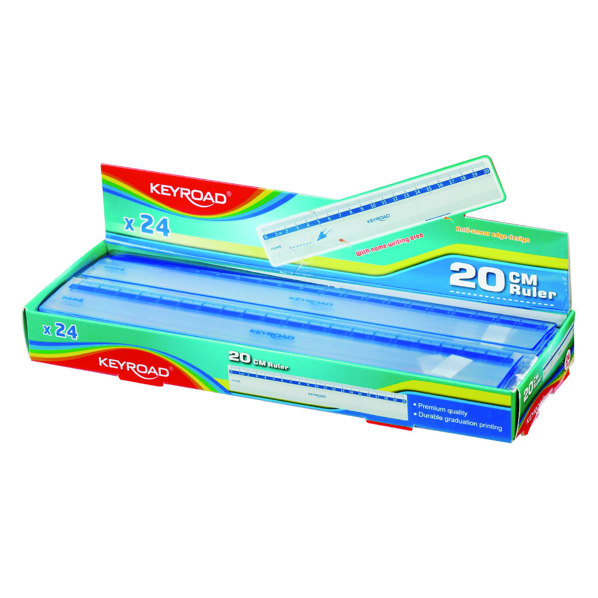 Linijka Plastikowa Keyroad, 20 cm, transparentna