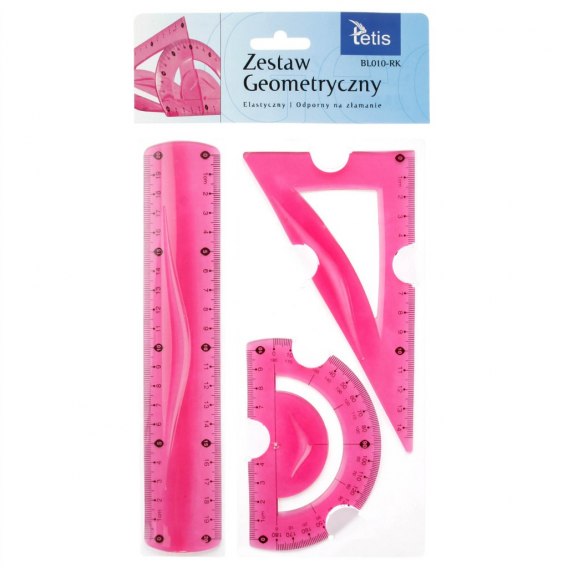 Zestaw geometryczny giętki-niełamliwy różowy | eazbiuro.pl | Kliknij i kup!