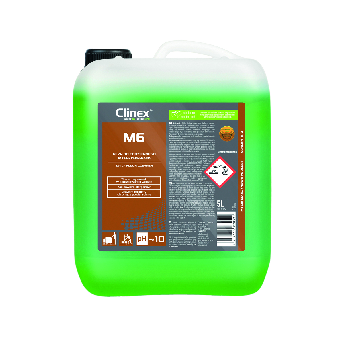 Clinex m6 77-094 płyn do mycia podłóg maszynowo/ręcznie 5l Clinex m6 77-094 płyn do mycia podłóg maszynowo/ręcznie 5l