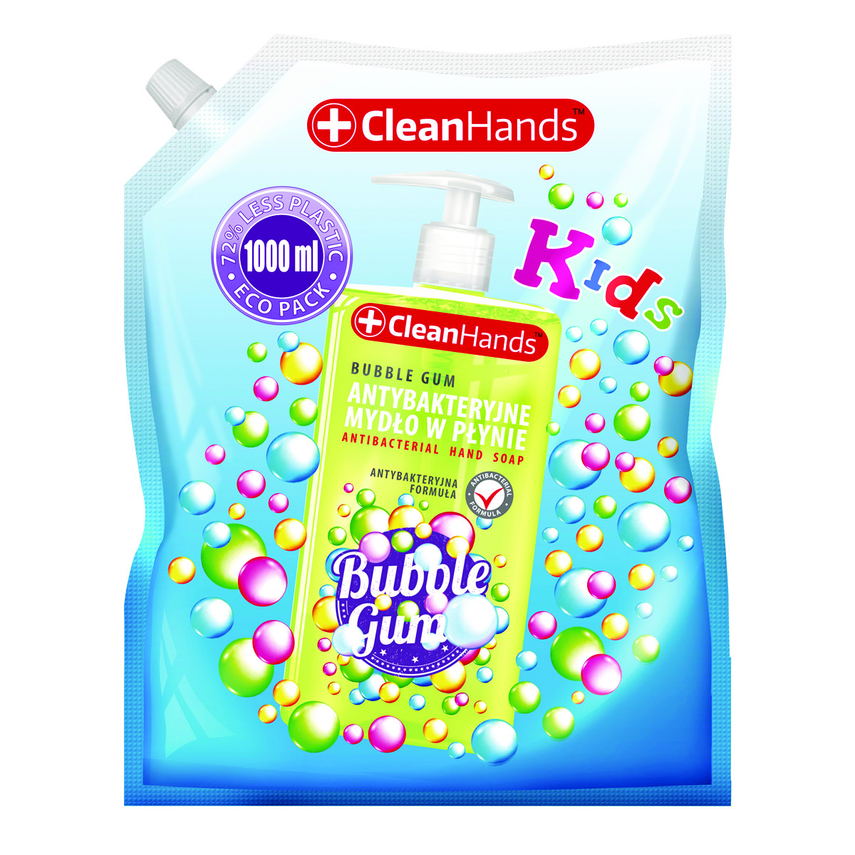 Mydło w płynie antybakteryjne Clean Hands guma balonowa zapas 1l
