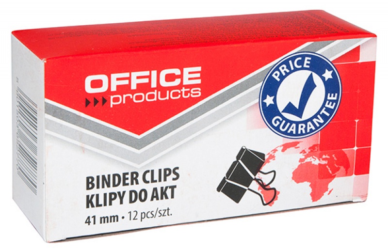 Klipy do dokumentów Office Products, 41 mm, zestaw 12 sztuk, czarne | eazbiuro.pl | Kup taniej!