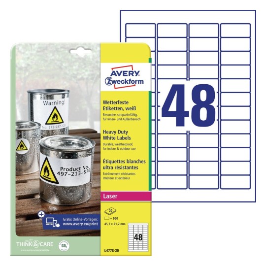 Etykiety zf-4778 45,7x21,2 wodoodporne zestaw 20 sztuk | eazbiuro.pl | Zamów teraz!