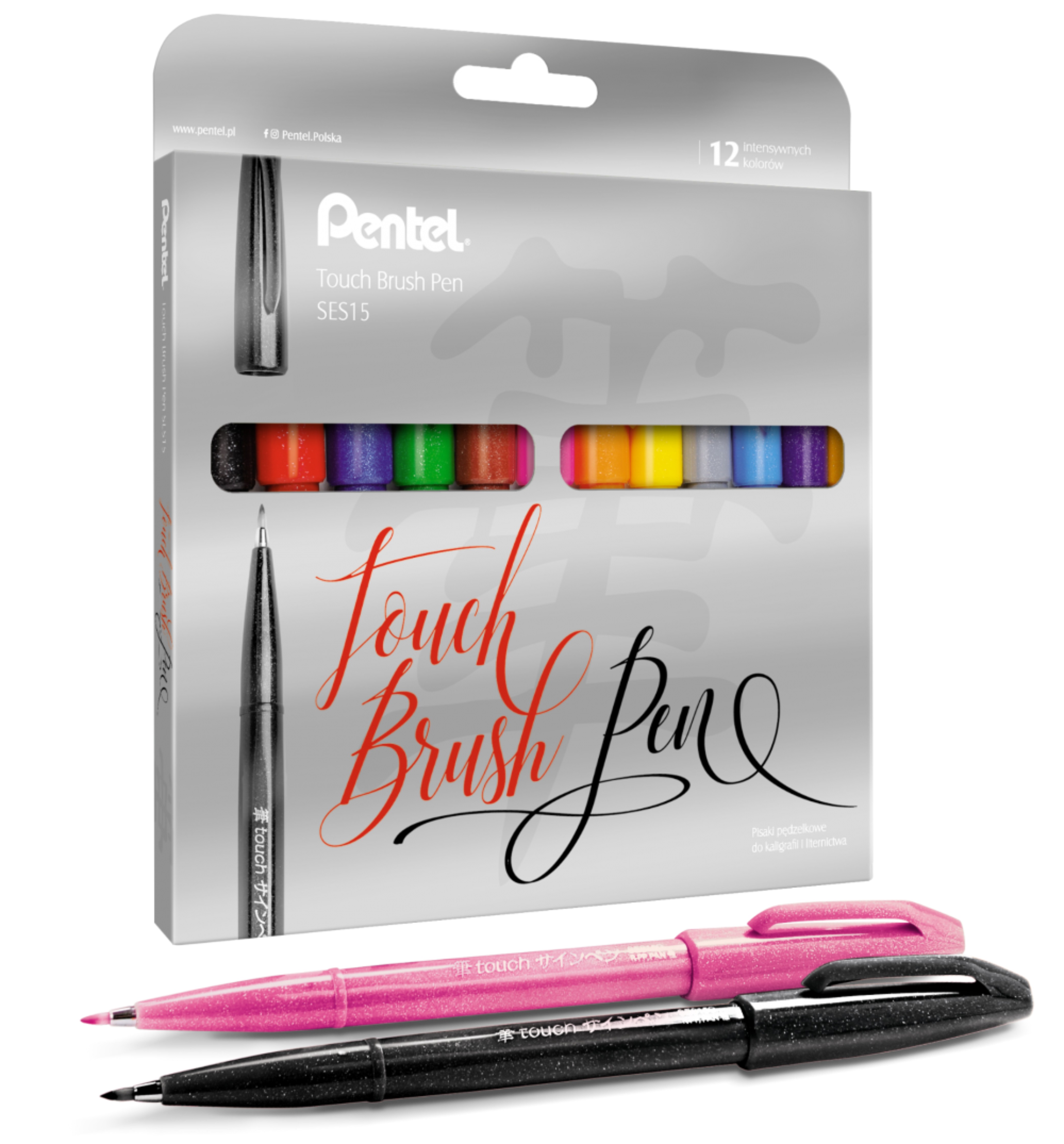Pisaki pędzelkowe Pentel ses15 12 kolorów | eazbiuro.pl | Wybierz mądrze!