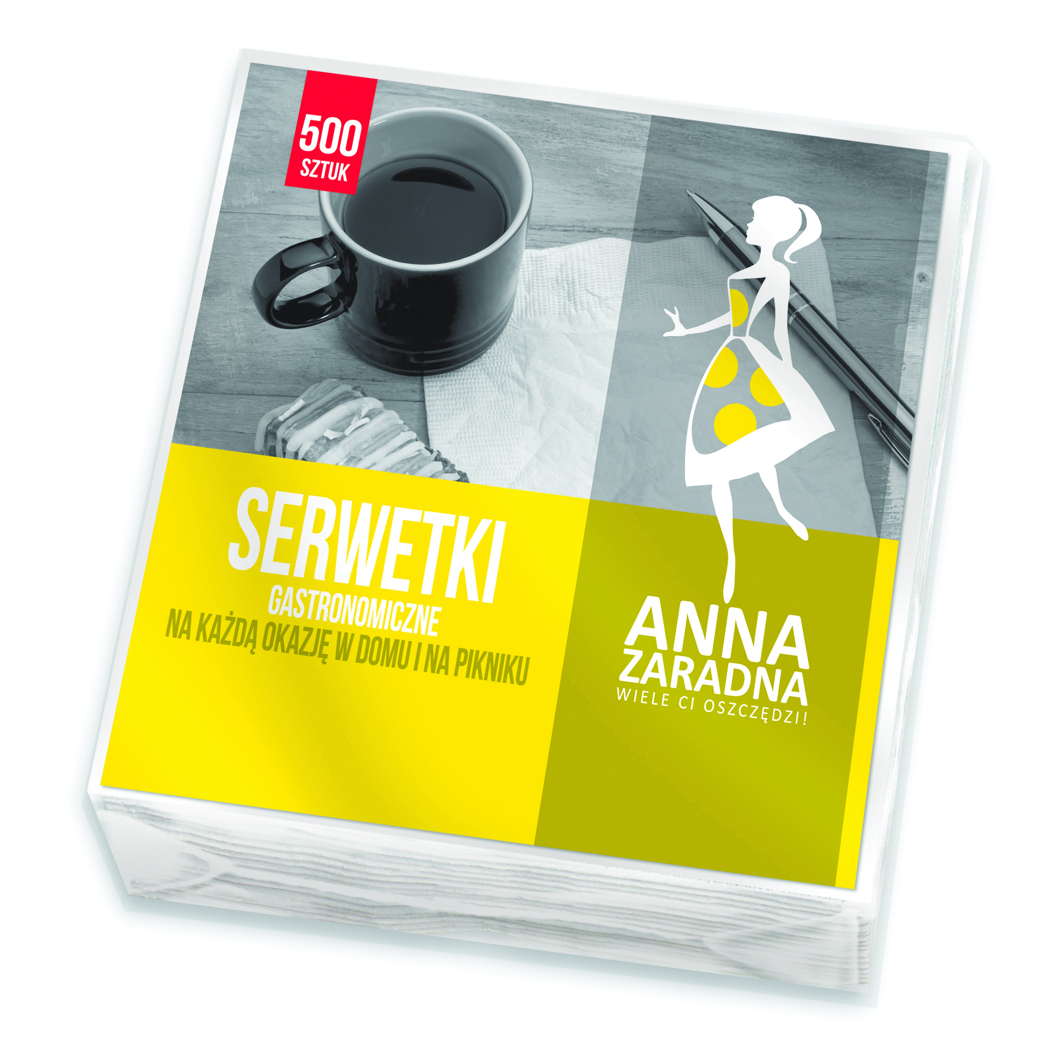 Serwetki Anna Zaradna gastronomiczne 15 x 15 cm zestaw 500 sztuk białe | eazbiuro.pl | Kup już teraz!