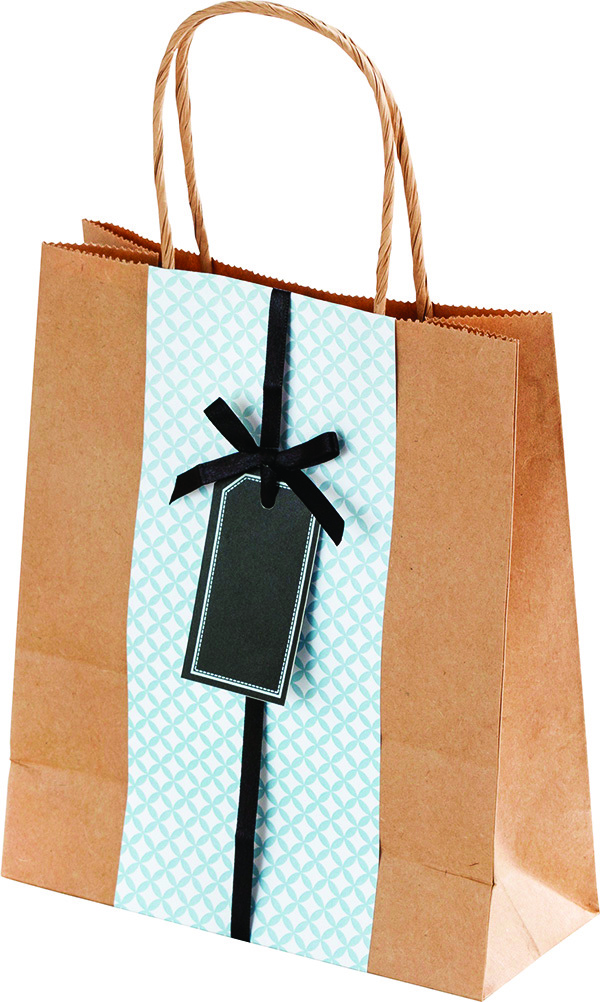Torebka na prezenty kraft, papierowa, 18x8x21 cm, gr. 125g/m2, brązowa