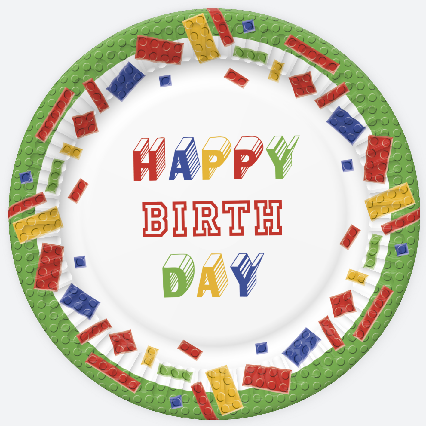 Talerzyki papierowe Building Blocks Birthday 8 szt. O 22,7 270 [g/m2]
