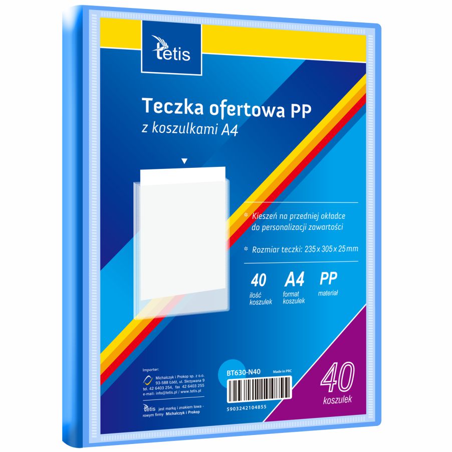 Teczka ofertowa A4 Tetis 25mm niebieska