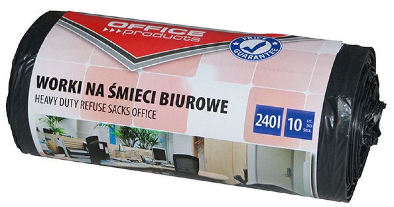 Worki na śmieci biurowe Office Products, mocne (ldpe), 240l, 10szt., czarne Worki na śmieci biurowe Office Products, mocne (ldpe), 240l, 10szt., czarne