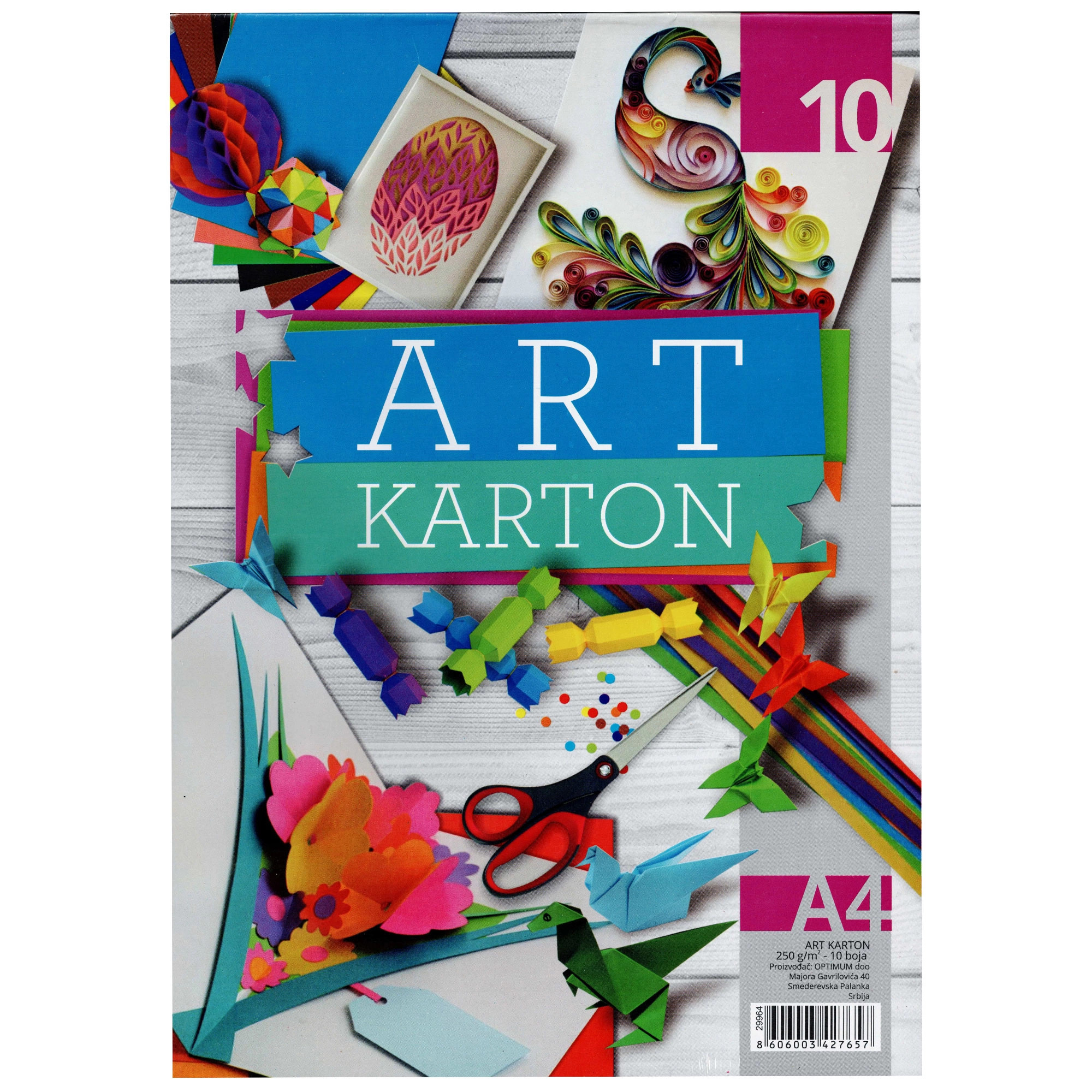 Blok kartonów kolorowych A4 250g 10 szt.