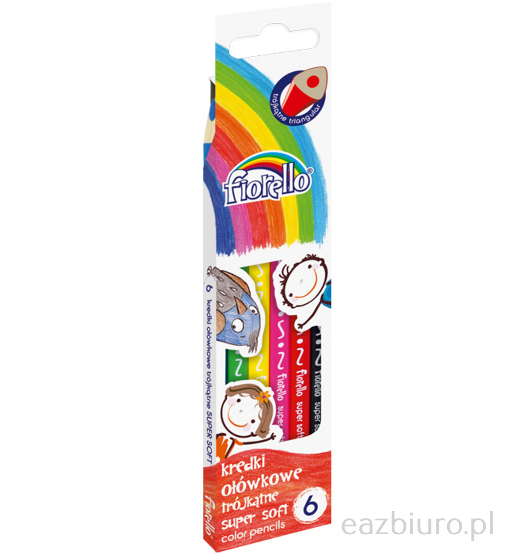 Kredki Fiorello super soft 6 kolorów ostrzone trójkątna | eazbiuro.pl | Skorzystaj z rabatu!