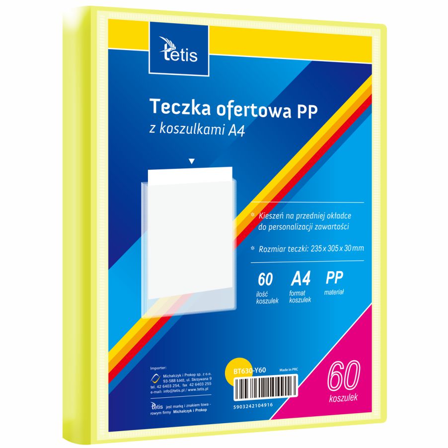 Teczka ofertowa A4 Tetis 30mm żółta