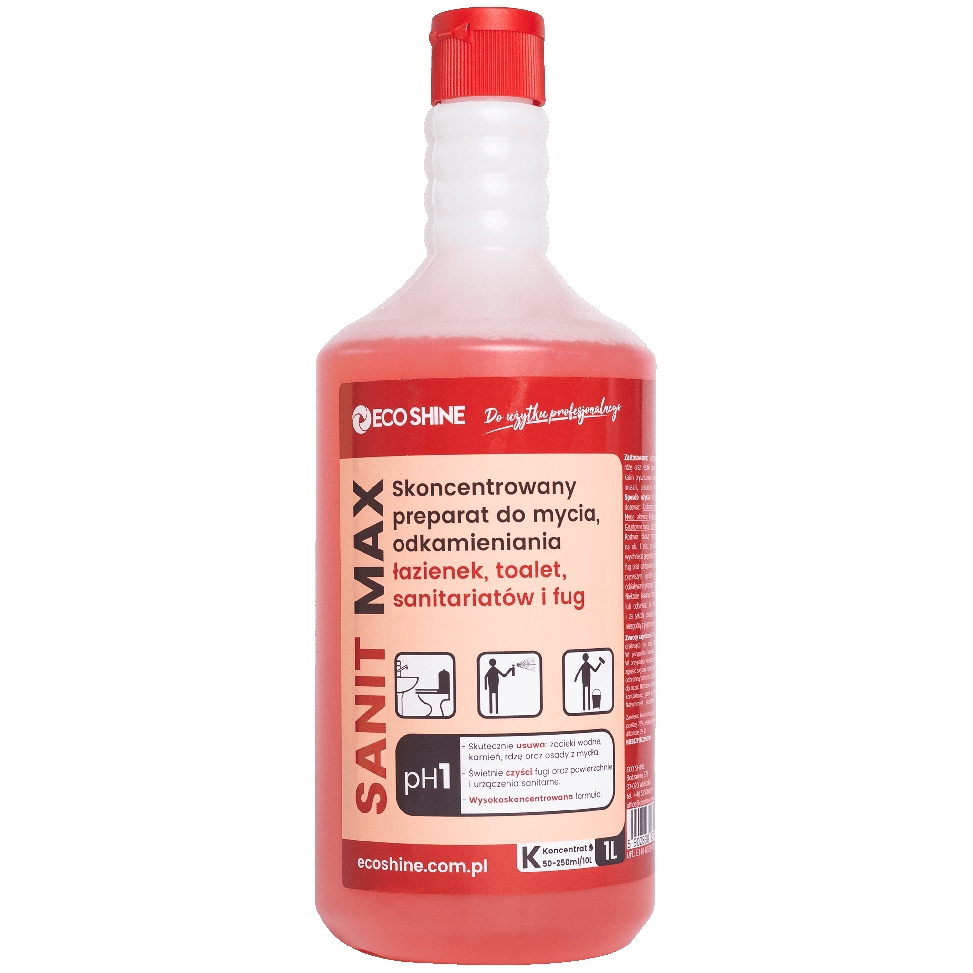 Eco Shine sanit max 1l koncentrat preparatu do mycia i odkamieniania sanitariatów Eco Shine sanit max 1l koncentrat preparatu do mycia i odkamieniania sanitariatów