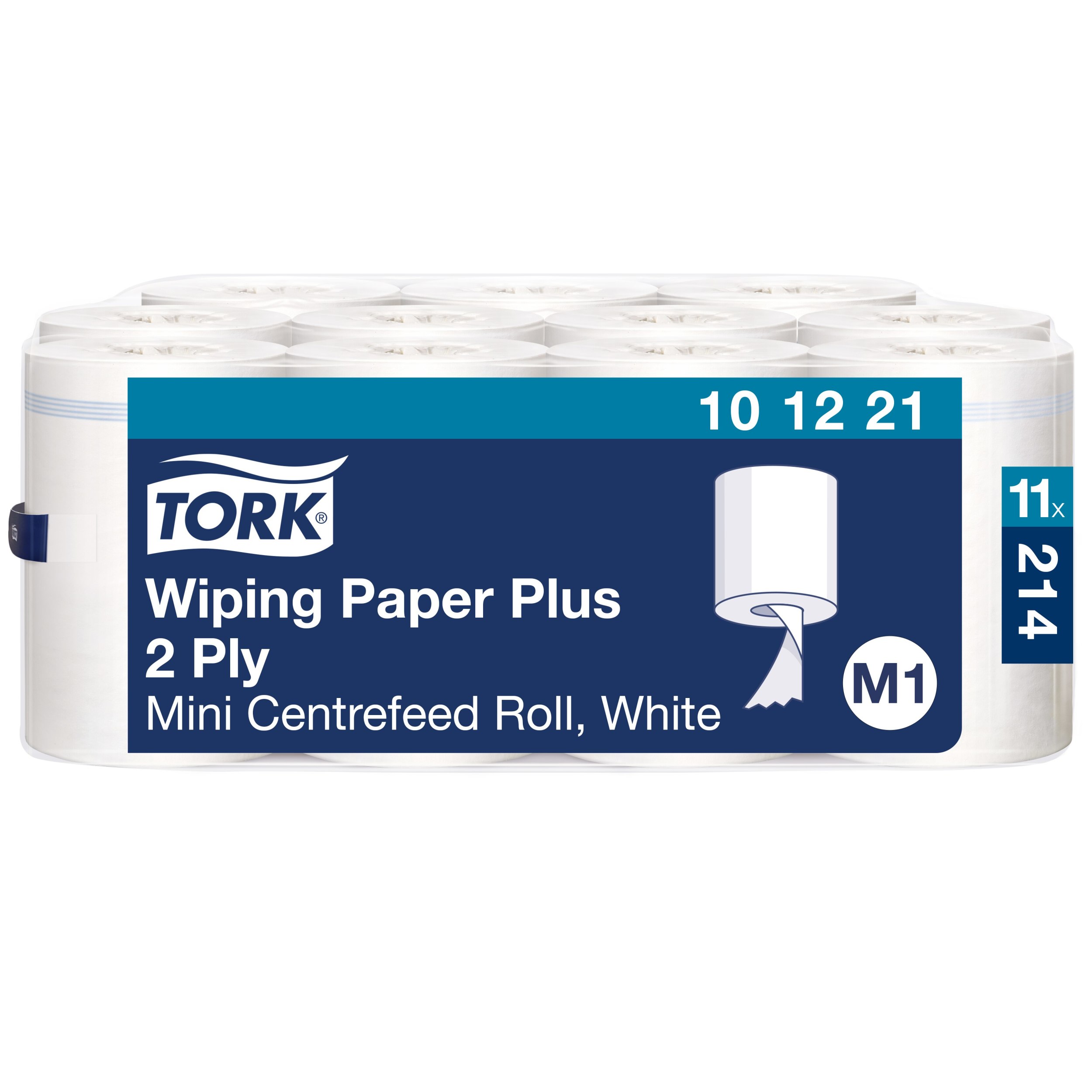 Czyściwo papierowe Tork plus w rolce mini m1 białe, centralnie dozowane, 11 rolek, 101221