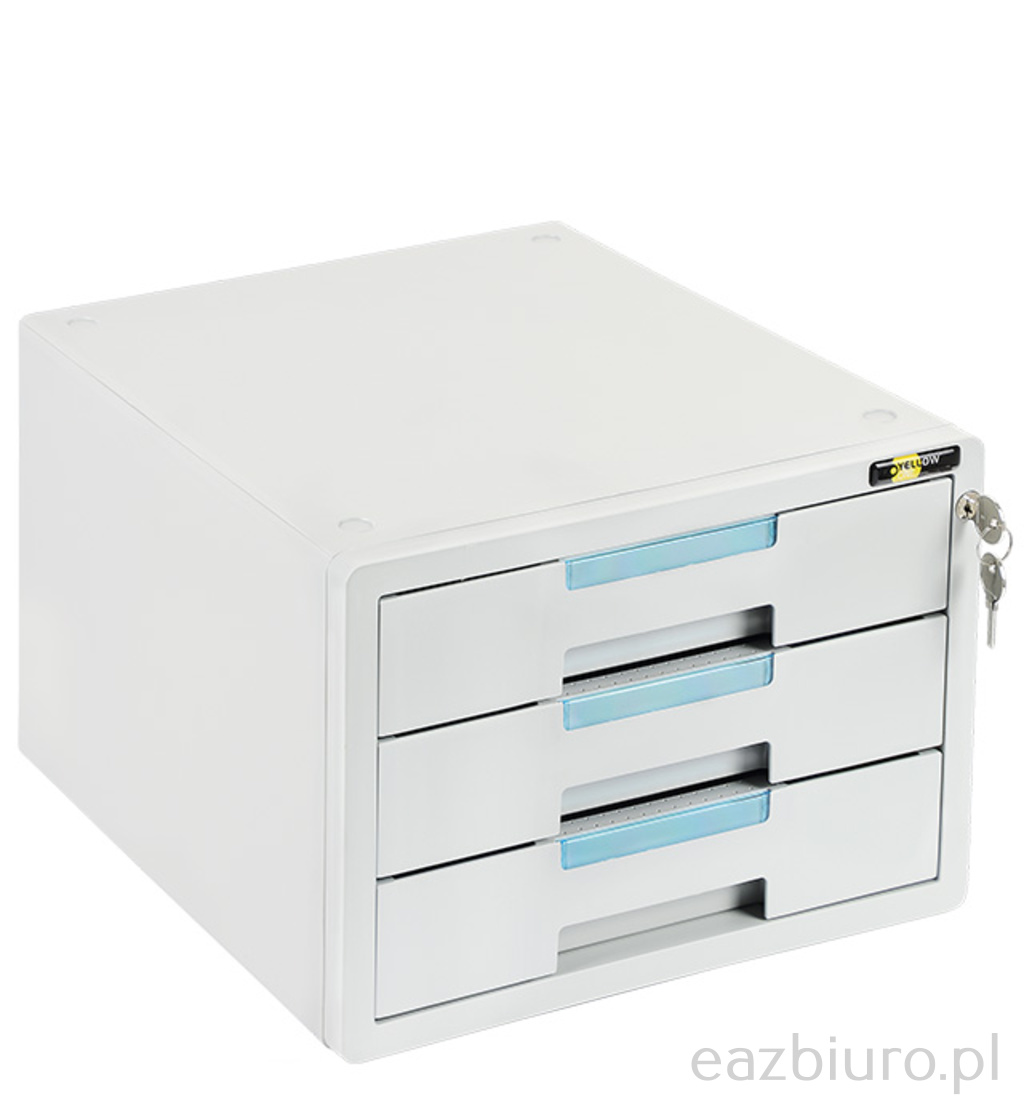 Szafka na dokumenty Yellow one yl-sp03gy Plastikowa - 3 szuflady + zamek, szaro-niebieska | eazbiuro.pl | Kup bez ryzyka!