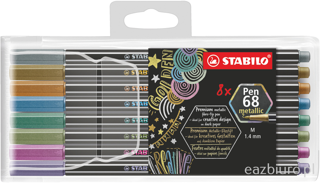 Flamastry Stabilo pen 68 metallic etui zestaw 8 sztuk | eazbiuro.pl | Dodaj do koszyka!