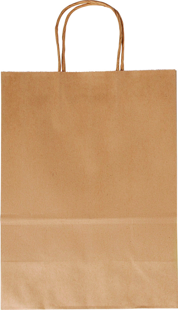 Torebka na prezenty kraft, papierowa, 24x12x31 cm, gr. 125g/m2, brązowa