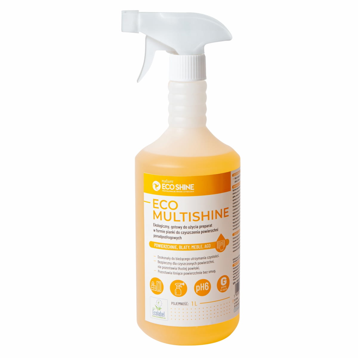Eco Shine eco multishine 1l ekologiczny preparat w formie pianki do czyszczenia powierzchni ponadpodłogowych
