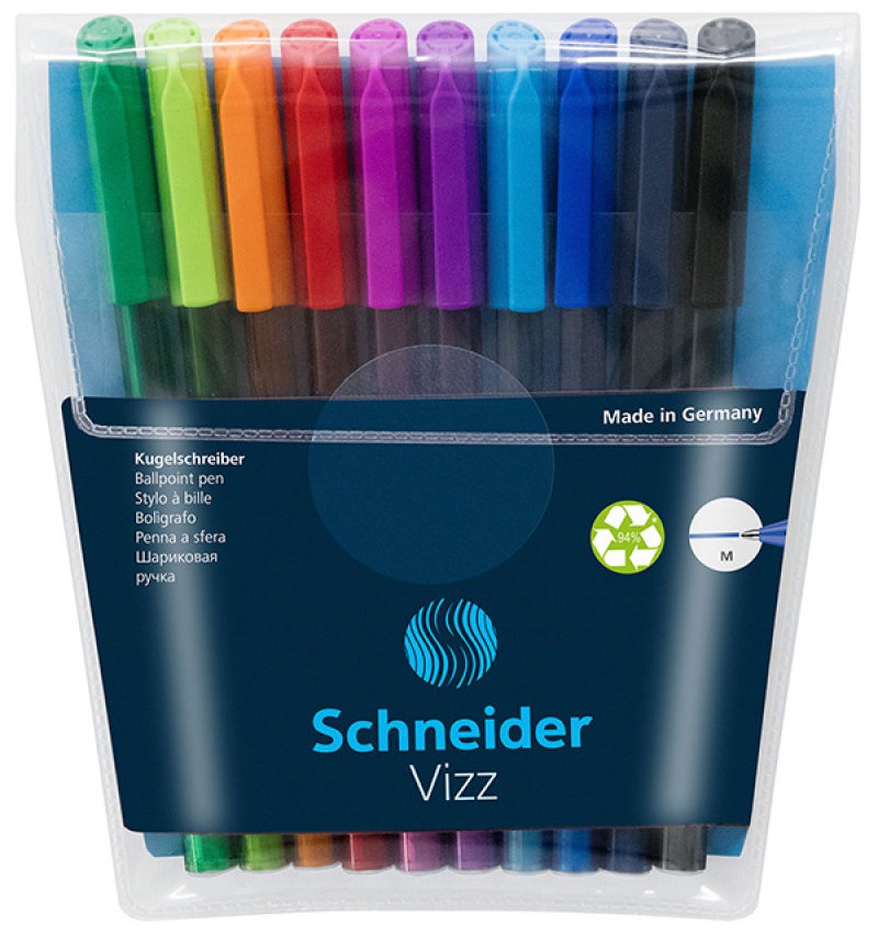 Długopis Schneider vizz, m, 10szt., w etui, mix kolorów