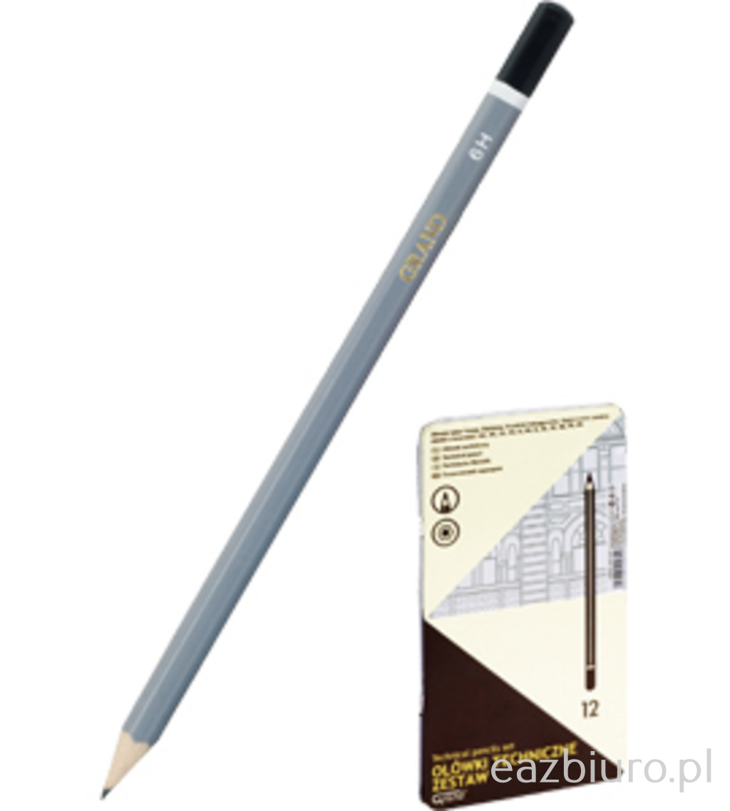 Ołówki techniczne Grand metalowe pudełko - zestaw 12 sztuk | eazbiuro.pl | Skorzystaj z rabatu!