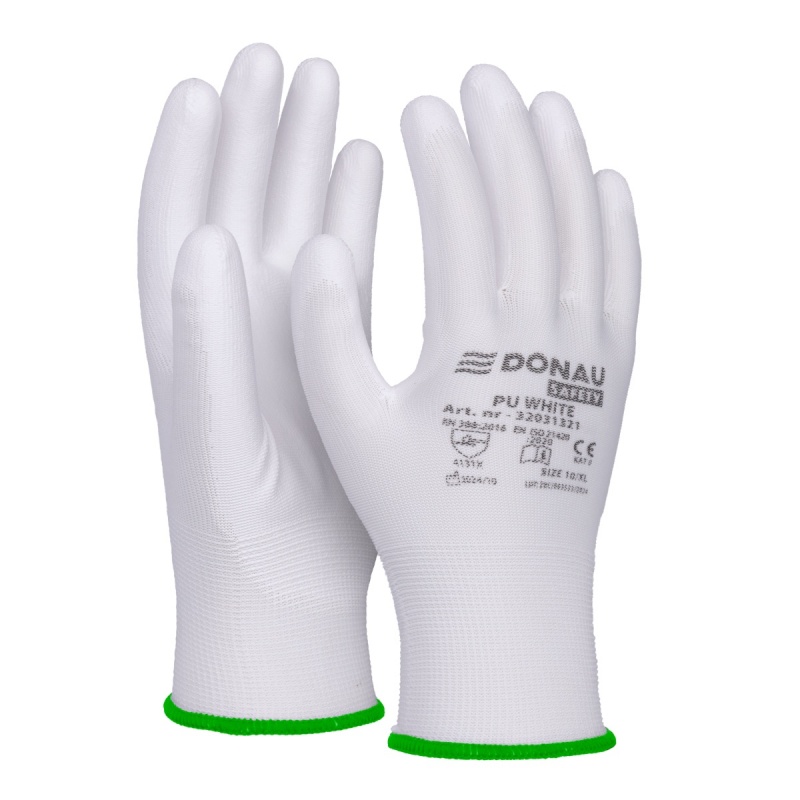 Rękawice Donau Safety powlekane białym poliuretanem rozmiar 11 Rękawice Donau Safety powlekane białym poliuretanem rozmiar 11