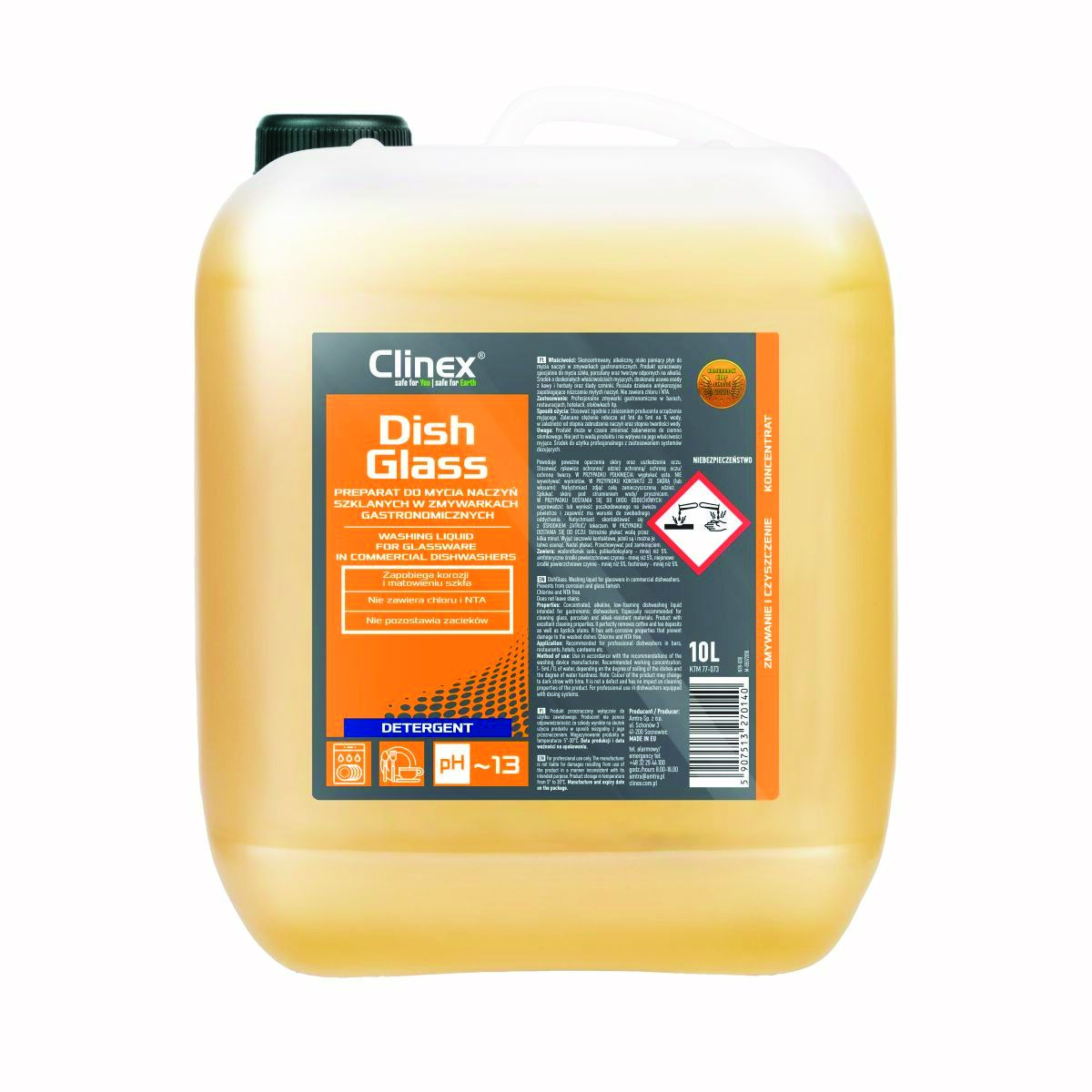 Preparat CLINEX DishGlass, do mycia naczyń szklanych w zmywarkach gastronomicznych, 10l Preparat CLINEX DishGlass, do mycia naczyń szklanych w zmywarkach gastronomicznych, 10l