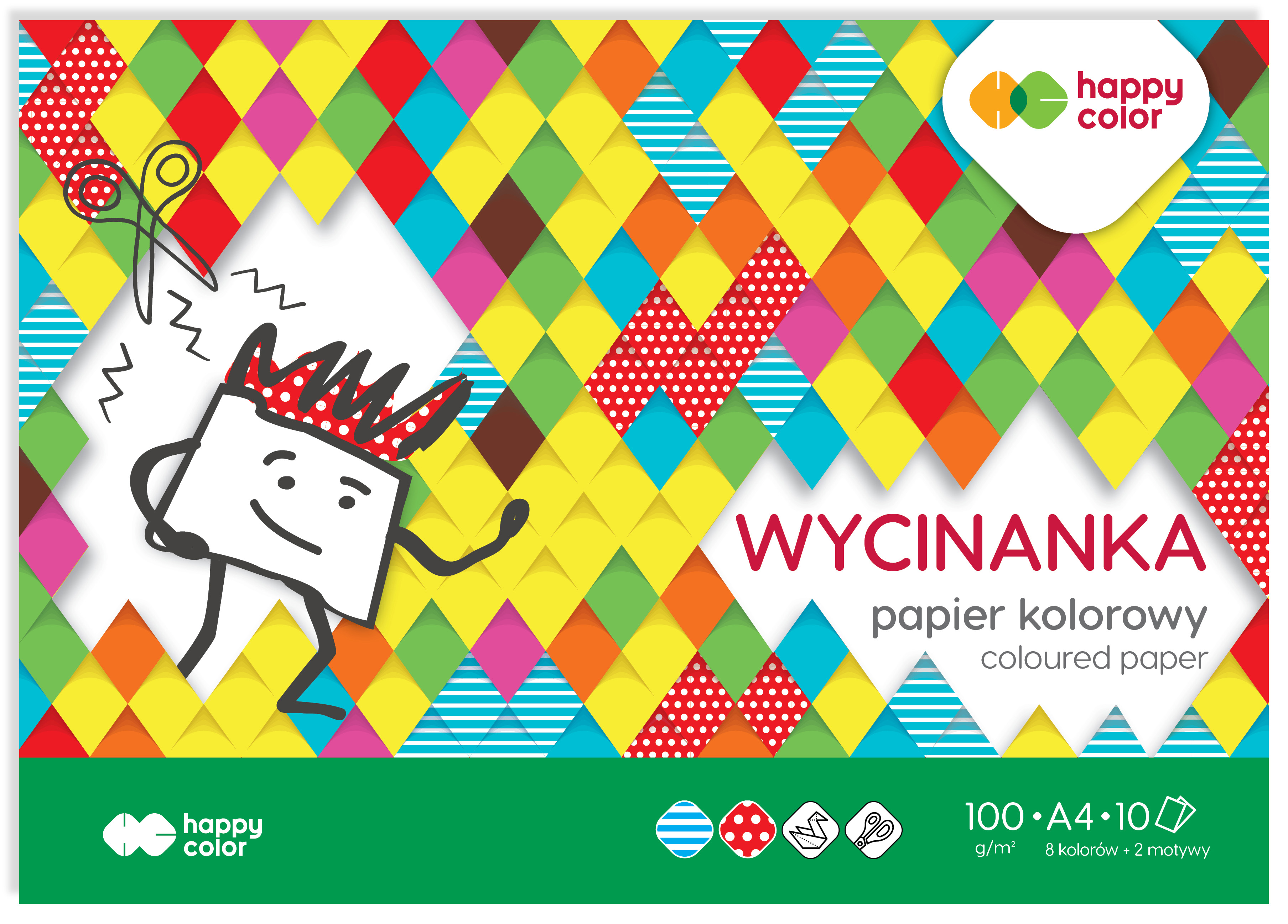 Blok wycinanka A4, 100g/m2, 10 arkuszy, Happy Color Blok wycinanka A4, 100g/m2, 10 arkuszy, Happy Color