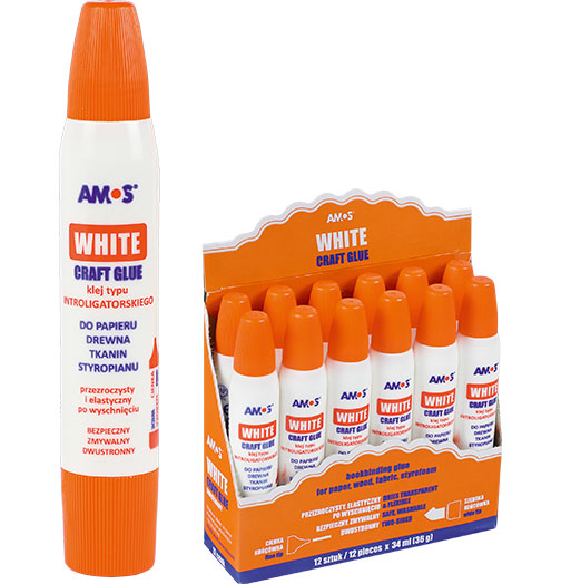 Klej w płynie Amos wcg34d12 biały - 34ml Klej w płynie Amos wcg34d12 biały - 34ml