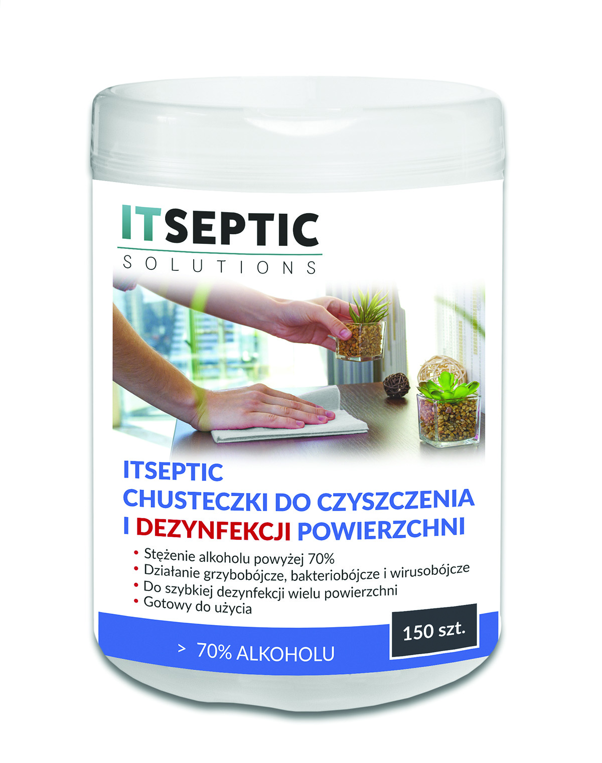 Chusteczki do czyszczenia i dezynfekcji powierzchni itseptic, 150 sztuk