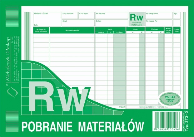 Druk rw pobranie materiałów A5 M&P | eazbiuro.pl | Kup pewnie!
