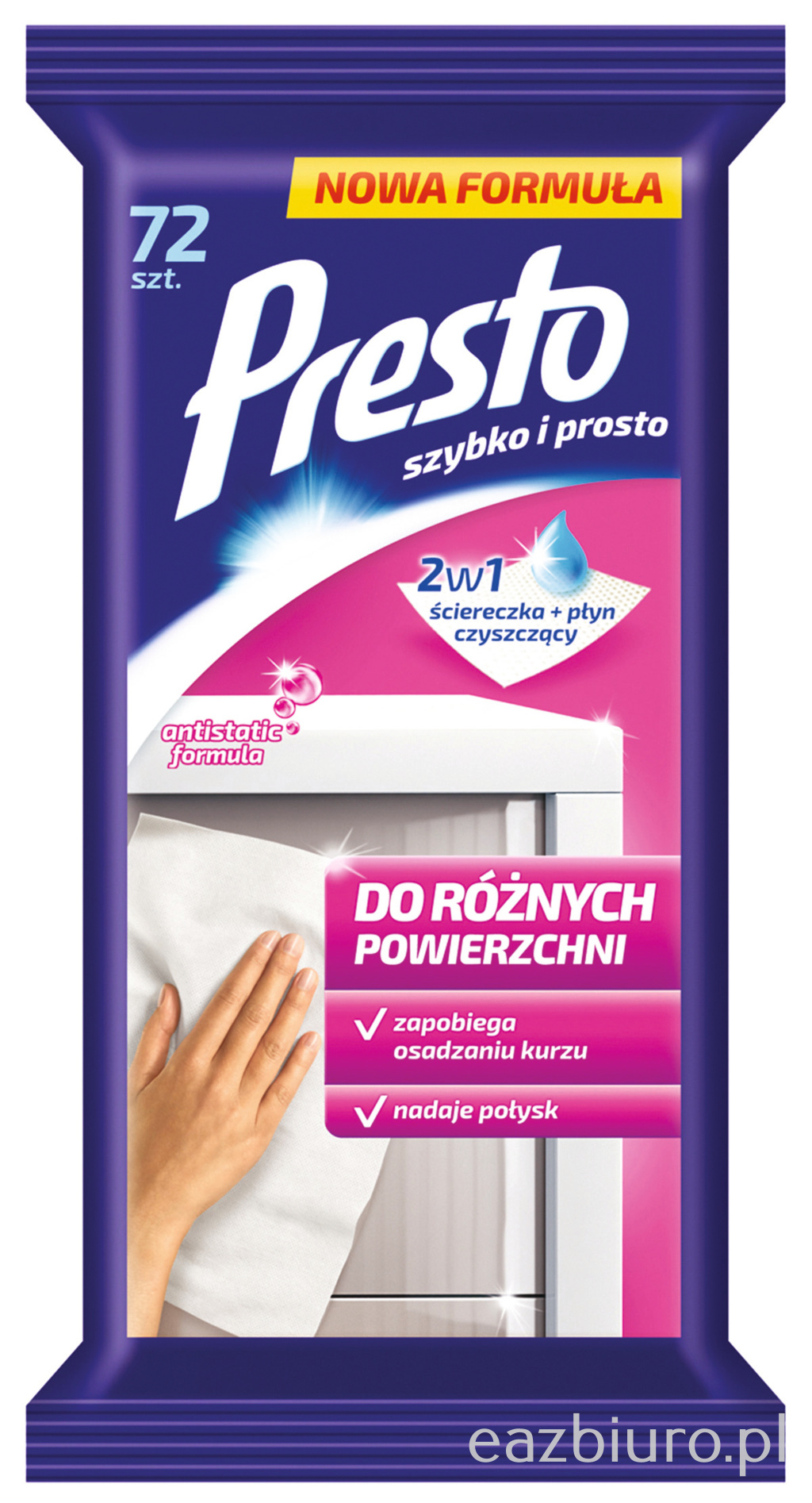 Ściereczki nawilżane Presto do różnych powierzchni zestaw 72 sztuk. | eazbiuro.pl | Kup z rabatem!
