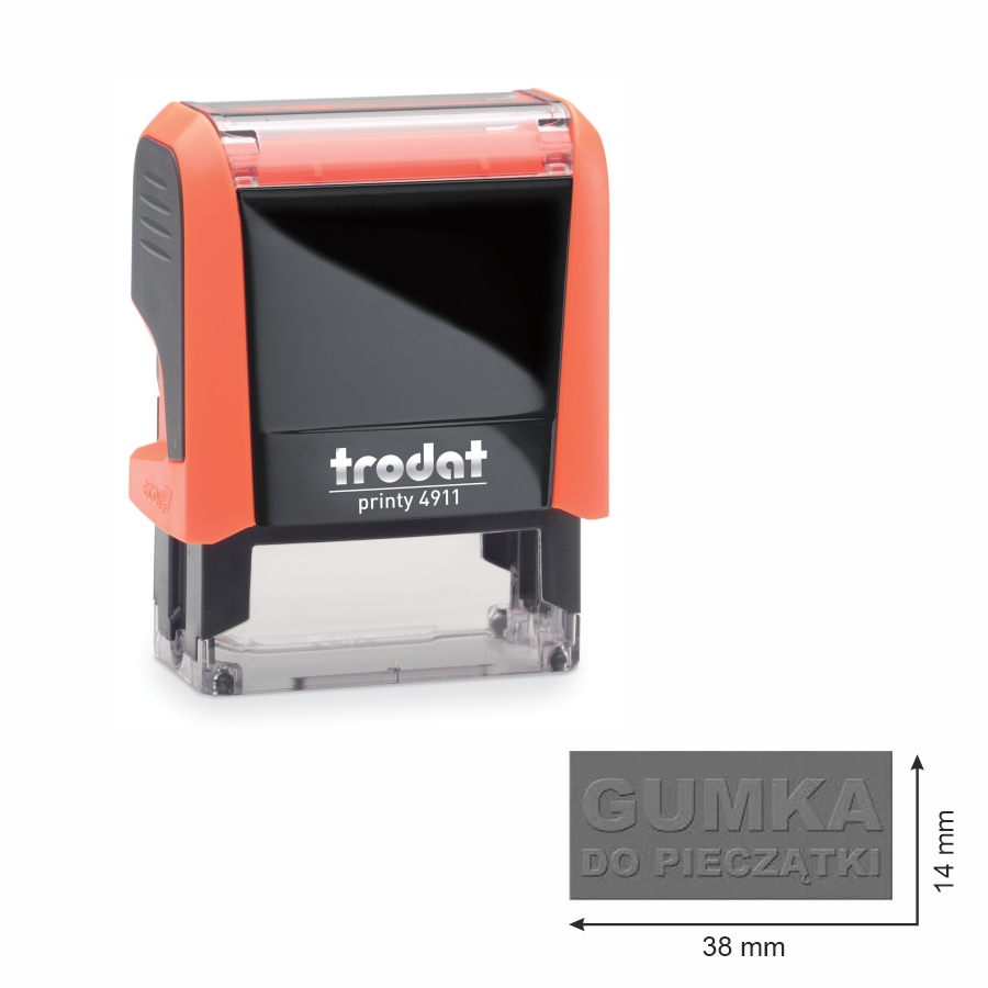Trodat pieczątka 4911 obudowa neonowa pomarańczowa 38 x 14 mm + wkładka tuszująca + gumka | eazbiuro.pl | Kup taniej!