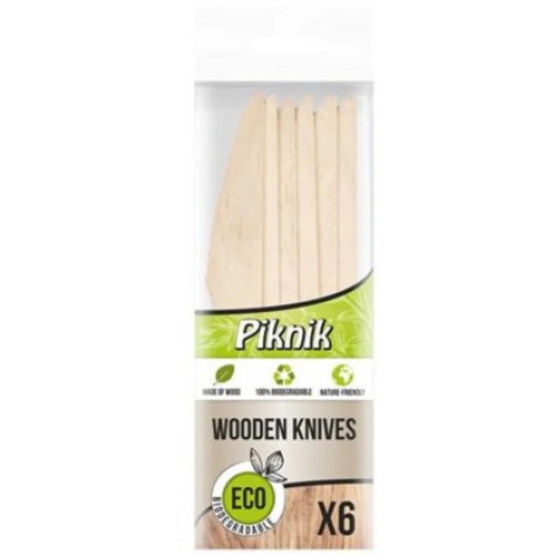 Nóż drewniany eco biodegradowalny Piknik 6 szt.
