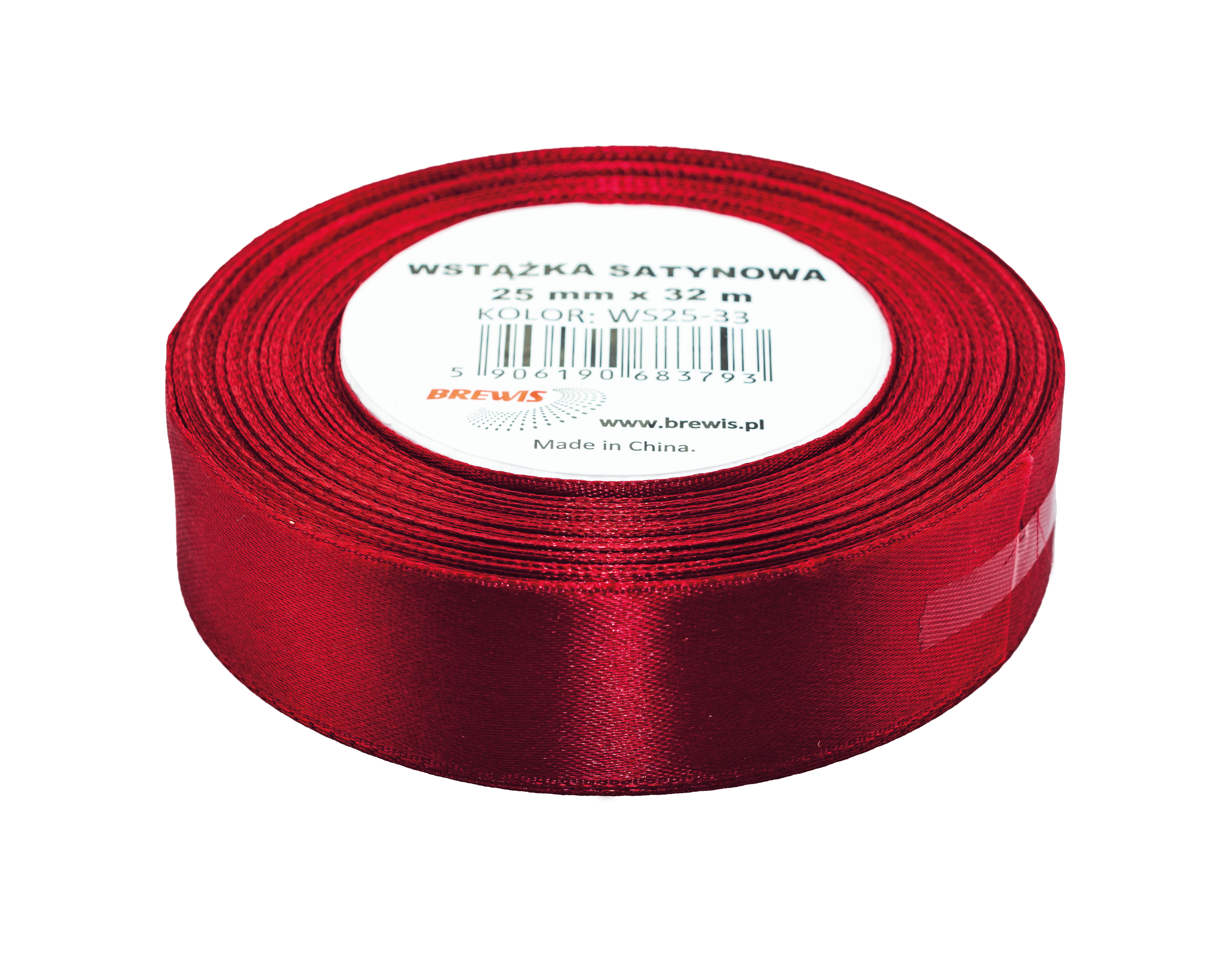 Wstążka Brewis satynowa 25 mm 32 m bordowy | eazbiuro.pl | Zamów rozsądnie!
