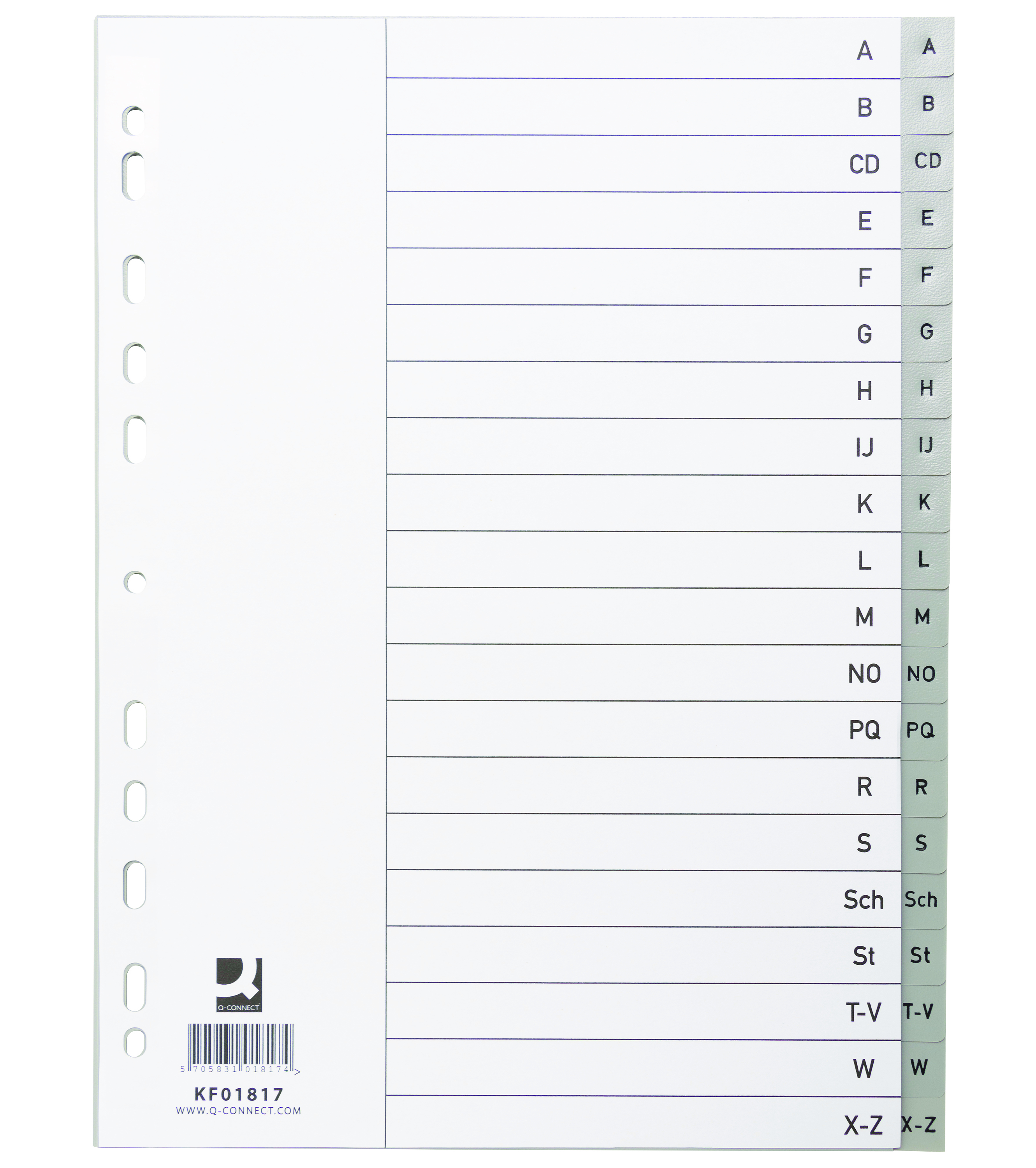 Przekładki Q-Connect, pp, A4, 230x297mm, a-z, 20 kart, szare Przekładki Q-Connect, pp, A4, 230x297mm, a-z, 20 kart, szare