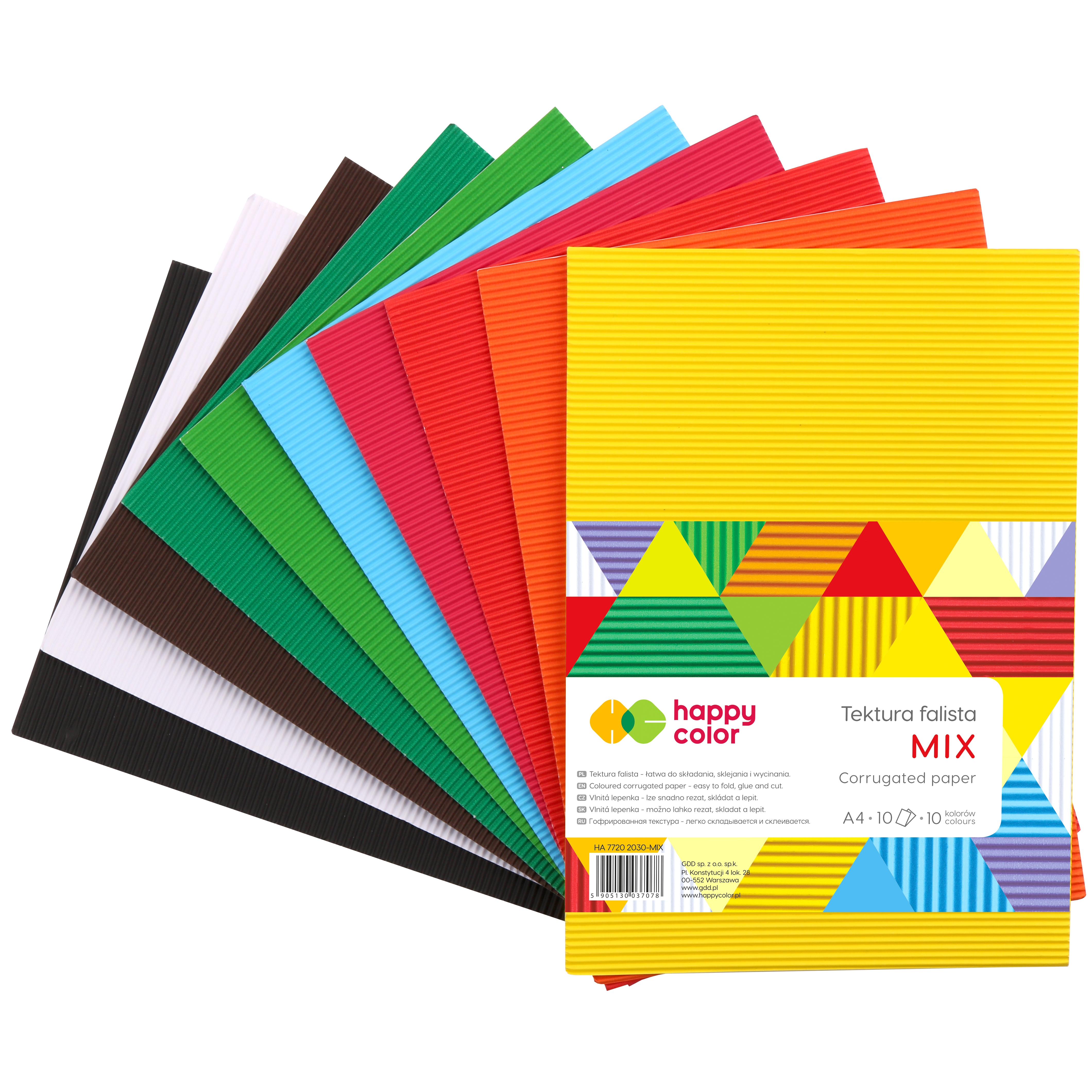 Tektura falista mix Happy Color A4 10 szt.