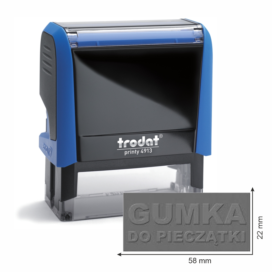 Trodat pieczątka 4913 obudowa niebieska 58x22 mm + wkładka tuszująca + gumka | eazbiuro.pl | Kup sprytnie!