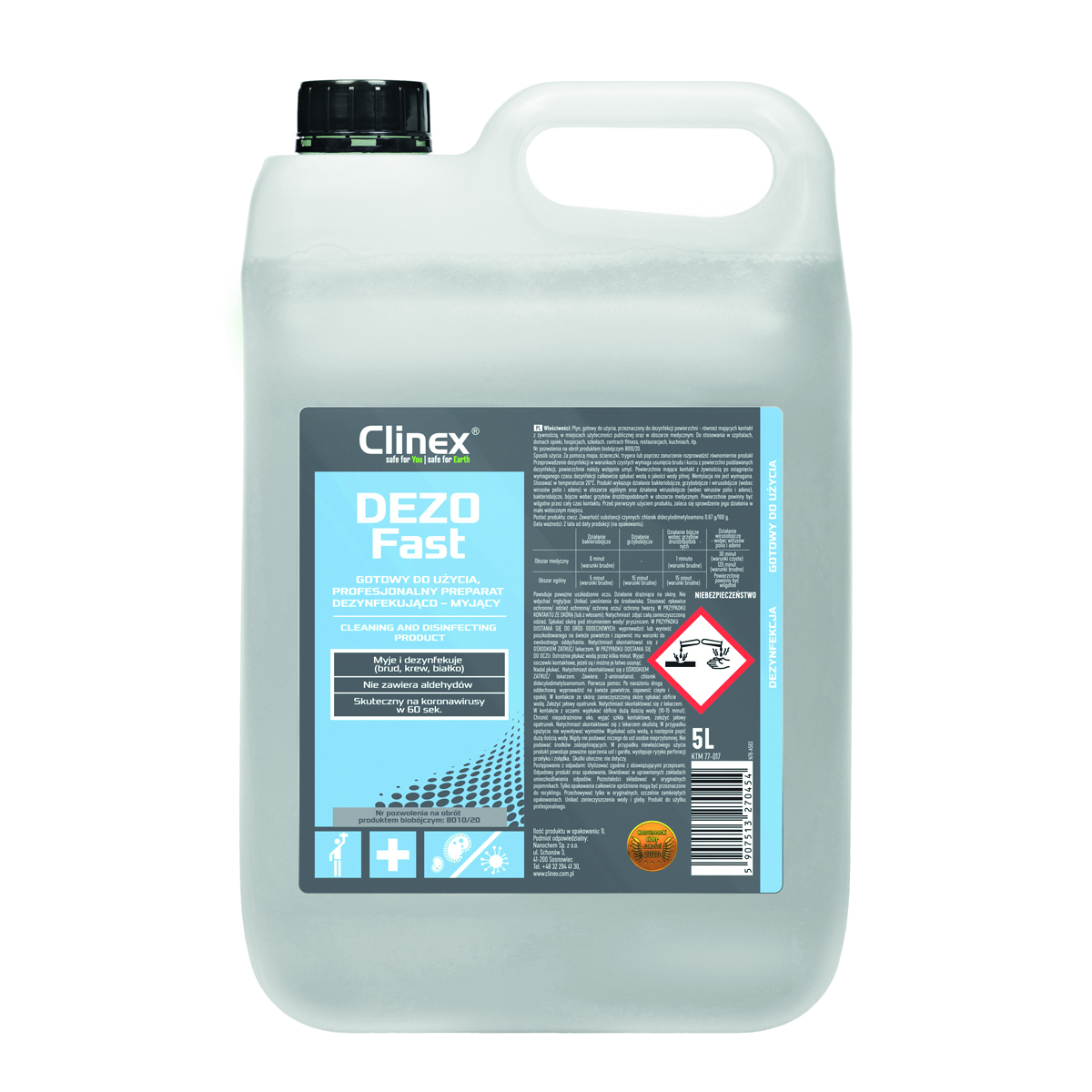 Clinex dezofast 77-017 preparat do mycia i dezynfekcji 5l Clinex dezofast 77-017 preparat do mycia i dezynfekcji 5l
