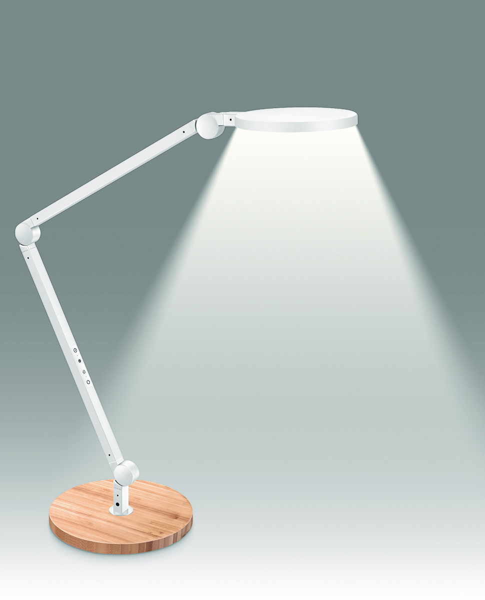 Lampka na biurko CEP CLED-0350, Giant, biały z el. drewna
