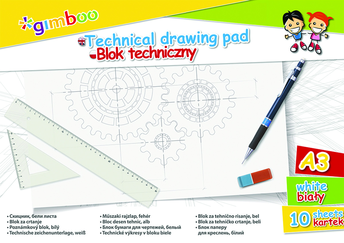 Blok techniczny Gimboo, A3, 10 kartek, 150gsm, biały | eazbiuro.pl | Kup sprytnie!